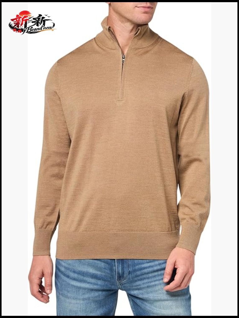 Men's Merino Wool Half-Zip Long Sleeve Pullover Sweater